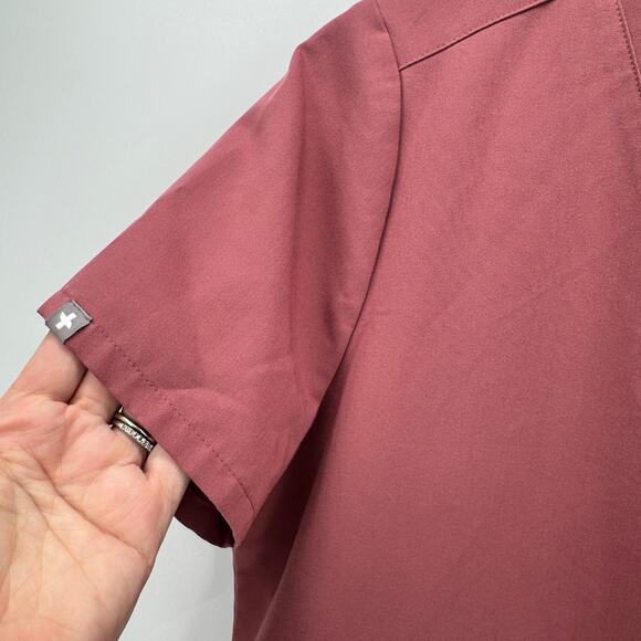 FIGS Scrub Top Casma Womens Small Mauve Pink Pullover Short Sleeve V-Neck - Picture 4 of 8